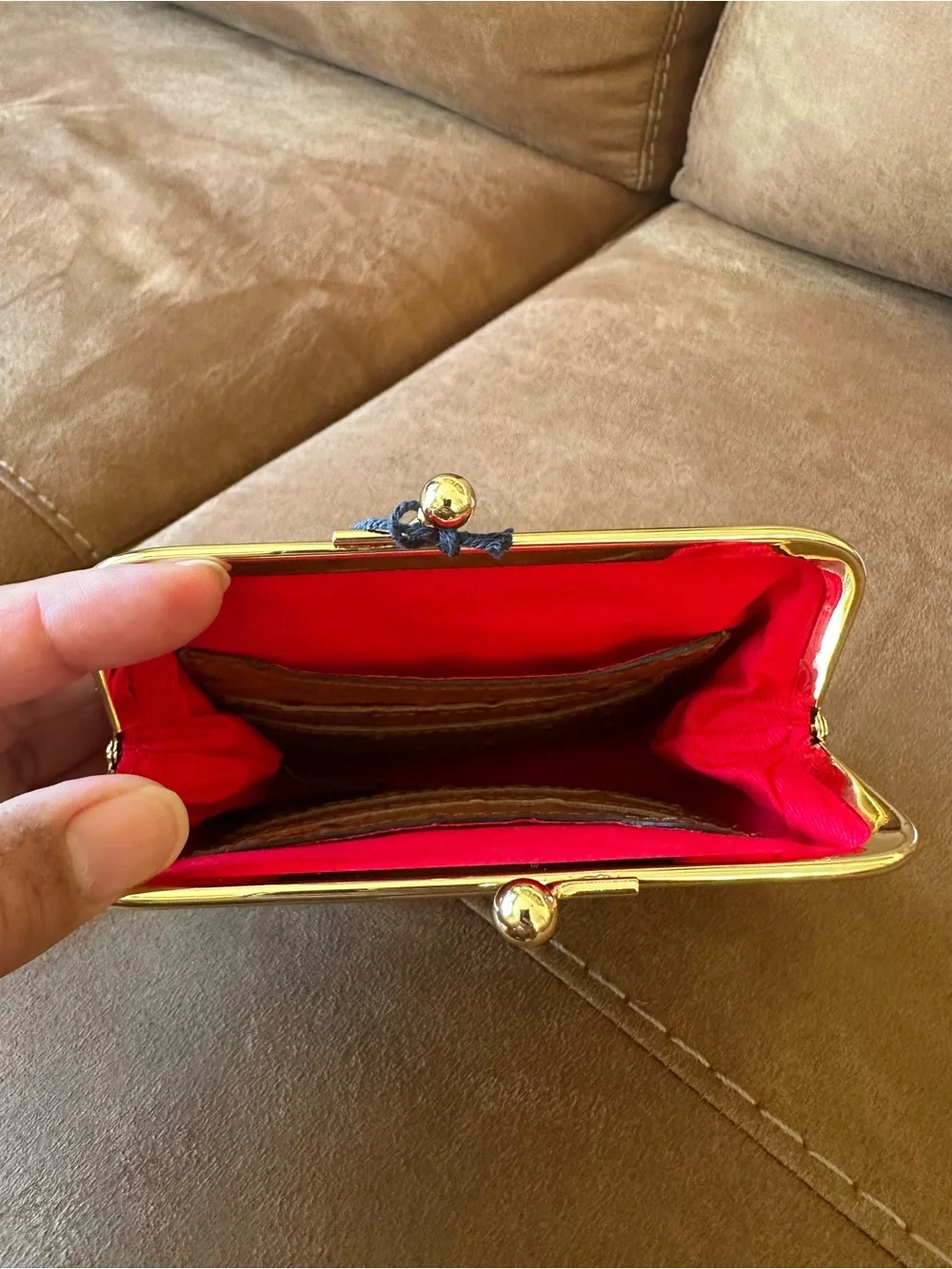 Dooney & Bourke Cognac Ostrich-Embossed Shoulder Bag with Matching Coin Purse